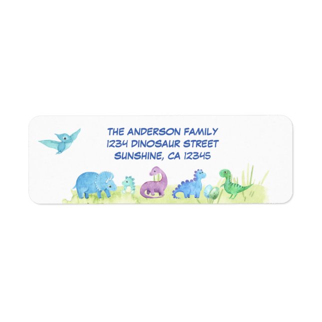 Dinosaur Cute Party Return Address Label (Front)