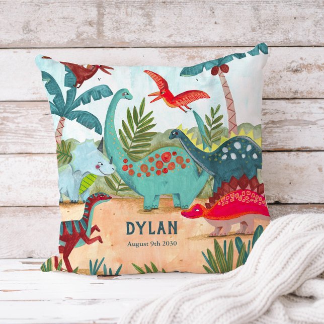 Dinosaur cute pre historic jungle kids cushion (Creator Uploaded)
