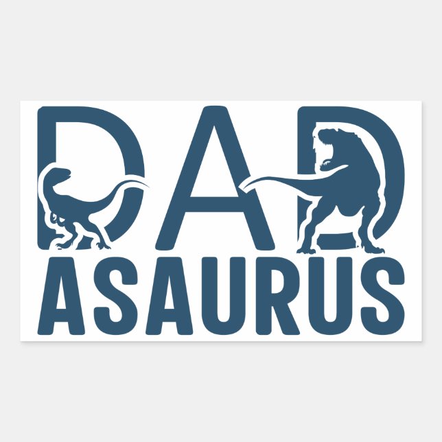 Dinosaur Dad Dad Asaurus Dino Lover T Rex Dad Dino Rectangular Sticker (Front)