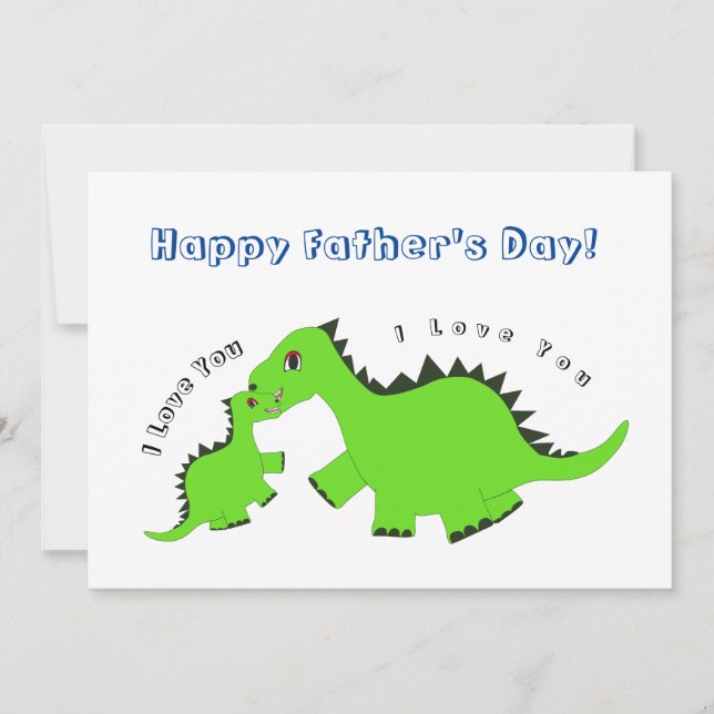 Dinosaur Dad Kid Loves Holiday Card (Front)