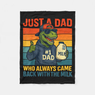 Dinosaur Dad Retro Milk Joke Funny Father's Day Fleece Blanket