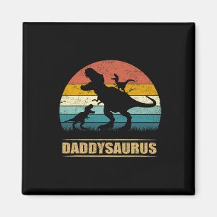 Dinosaur Daddysaurus 2 Two Kids Funny Father's Day Magnet