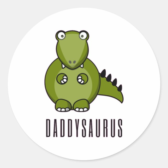 Dinosaur Daddysaurus Daddy Fathers Day Family Gift Classic Round Sticker (Front)