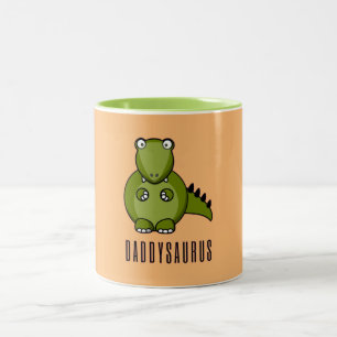 Dinosaur Daddysaurus Daddy Fathers Day Family Gift Two-Tone Coffee Mug