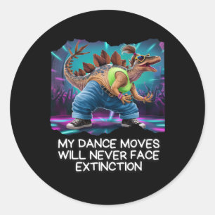 Dinosaur Dance Funny Dancing Dino Classic Round Sticker