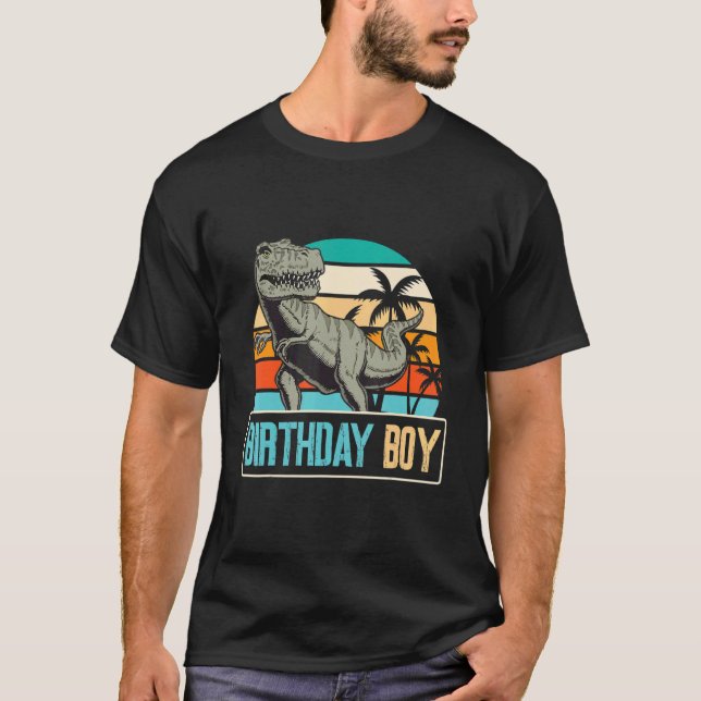 Dinosaur Dancing Happy Birthday To Me Daddy Brothe T-Shirt (Front)