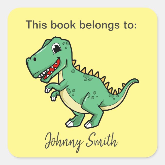 Dinosaur Design Bookplate Sticker (Front)