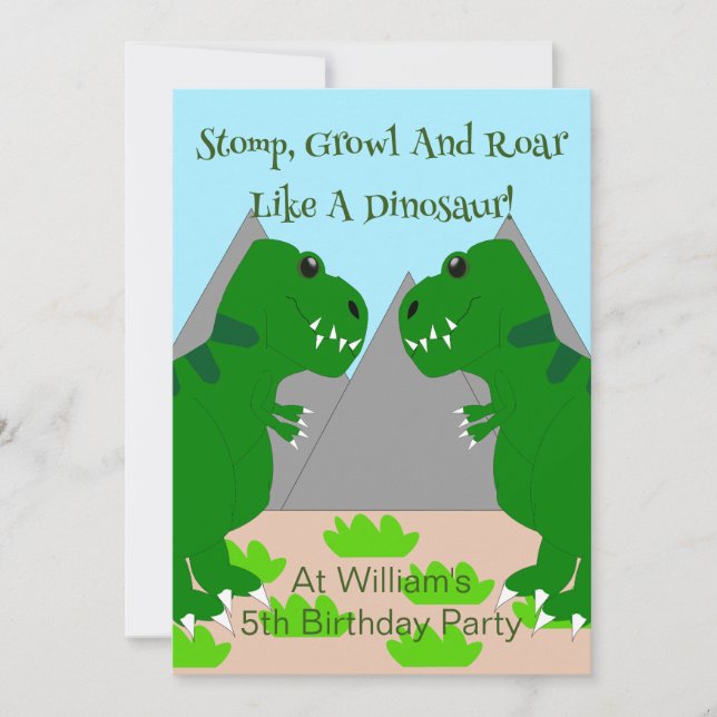 Dinosaur Design Children's Birthday Party Invitation (Front)