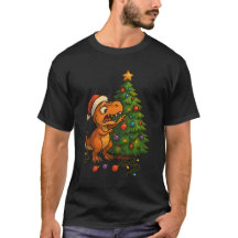 Dinosaur Destroying Christmas Tree Funny Holiday