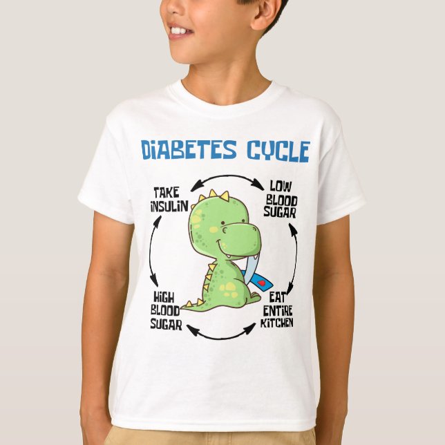 Dinosaur Diabetes Cycle T-Shirt (Front)