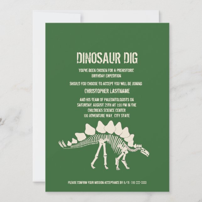 Dinosaur Dig Birthday Invitation (Front)