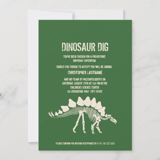 Dinosaur Dig Birthday Invitation (Front)
