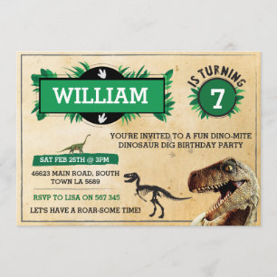 Dinosaur Dig Birthday Party Invitation TRex Invite