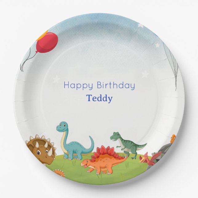 Dinosaur Dig Birthday Party Plates  (Front)