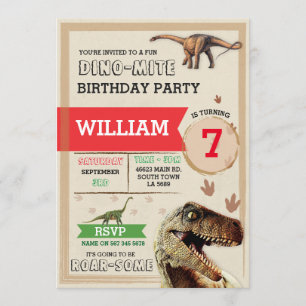 Dinosaur Dig Birthday Party T-Rex Dino Invite
