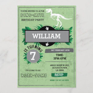 Dinosaur Dig Birthday Party T-Rex Dino Invite