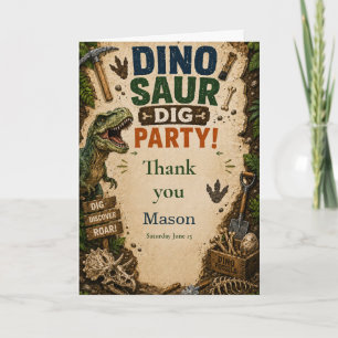 Dinosaur Dig Birthday Thank You Card