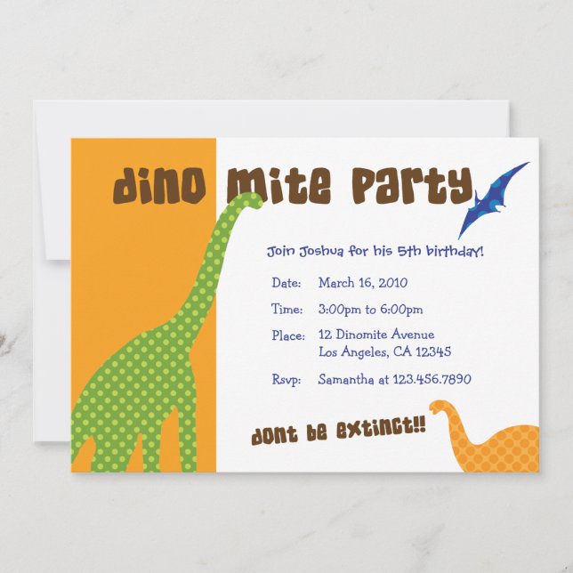 Dinosaur Dig Birthday Theme Invitation Card (Front)