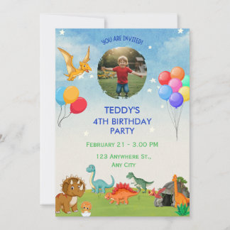 Dinosaur dig Dino Birthday Invitations