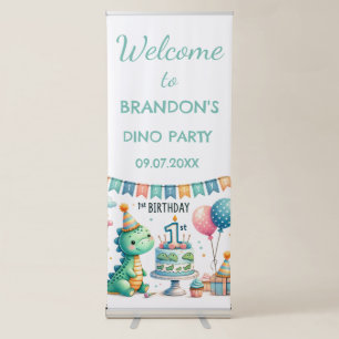 Dinosaur Dino 1st Birthday Boy Cute Retractable Banner