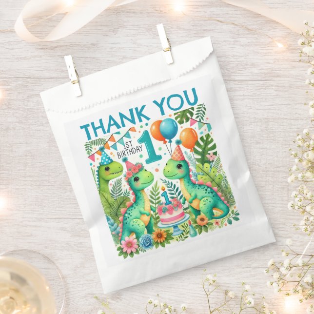 Dinosaur Dino 1st Birthday Party  Favour Bags (Clipped)