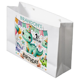 Dinosaur Dino 1st Birthday Party  Large Gift Bag