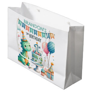 Dinosaur Dino 1st Birthday Party  Large Gift Bag
