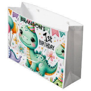 Dinosaur Dino 1st Birthday Party Large Gift Bag