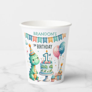 Dinosaur Dino 1st Birthday Party Paper Cups