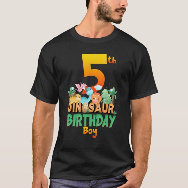 Dinosaur Dino Birthday Boy Trex Group Matching Age T-Shirt (Front)
