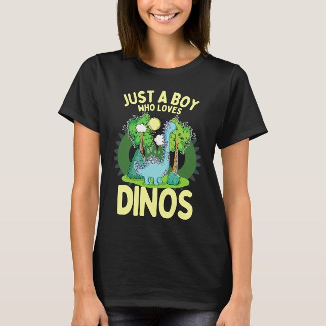 Dinosaur Dino Just A Boy Who Loves Dinosaurs Dinos T-Shirt (Front)