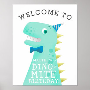 Dinosaur Dino Mite Birthday Party Welcome Sign