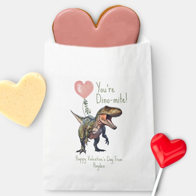 Dinosaur Dino-mite Classroom Valentine Photo Favour Bags (Creator Uploaded)