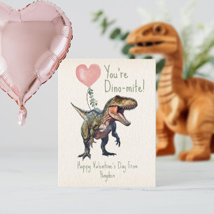 Dinosaur Dino-mite Classroom Valentine Postcard
