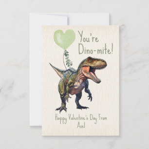 Dinosaur Dino-mite Green Classroom Valentine Photo Card