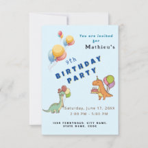 Dinosaur dino party kids birthday blue funny