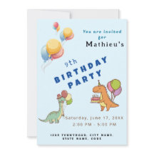 Dinosaur dino party kids birthday blue funny