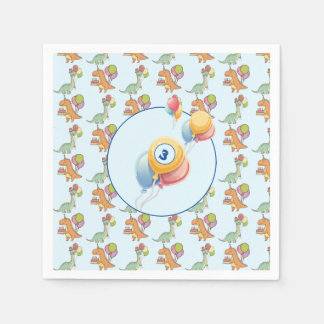 Dinosaur dino party kids birthday blue funny napkin
