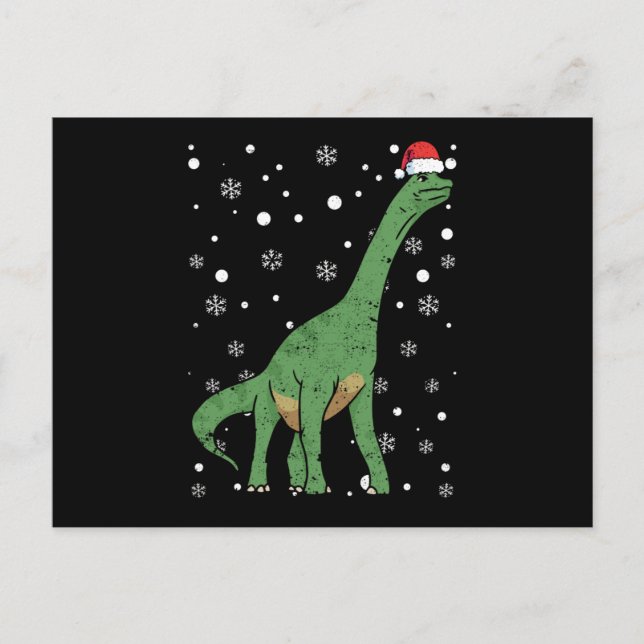 Dinosaur dino Santa Claus cap Christmas Postcard (Front)