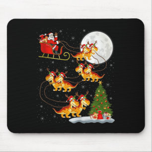 Dinosaur Dino Santa Sleigh Flying Funny Magical Ch Mouse Mat