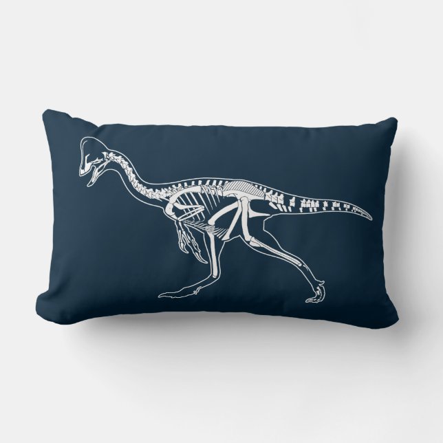 Dinosaur, Dino, Saurus Skeleton Illustration Lumbar Cushion (Front)