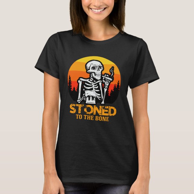Dinosaur Dino Skeleton Skull Halloween Spooky Tric T-Shirt (Front)