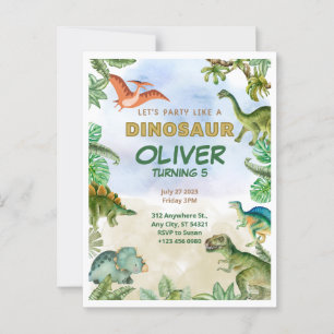 Dinosaur Dino T-rex Birthday Invitations Postcards