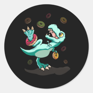 Dinosaur Donut Dino Doughnut Halloween Kids Trex Classic Round Sticker