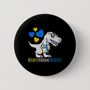 Dinosaur Down Syndrome Awareness Blue And Yellow 1 6 Cm Round Badge
