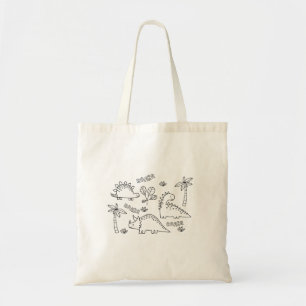 Dinosaur drawing tote bag