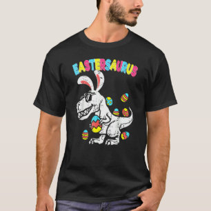 Dinosaur Easter Saurus T Rex Boys Girls Kids Bunny T-Shirt