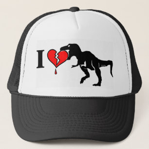 Dinosaur eat heart trucker hat