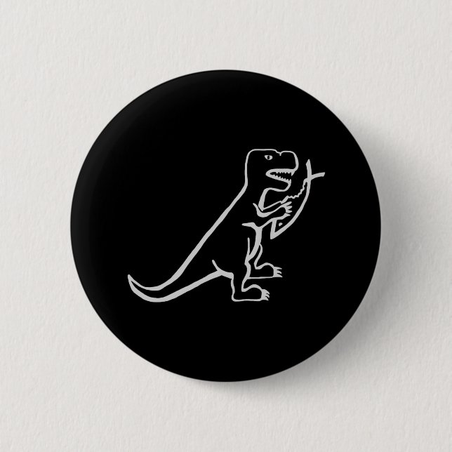 Dinosaur Eating Fish  6 Cm Round Badge (Front)