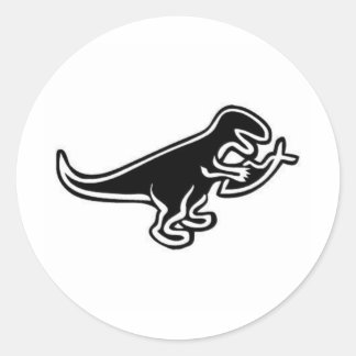 Dinosaur Eating Jesus Fish Classic Round Sticker
